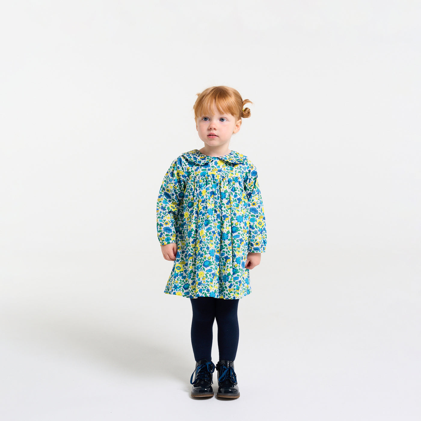 Baby girl dress in velvet Liberty fabric - blanc/multico