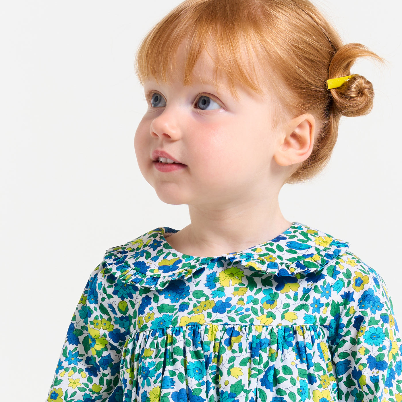 Baby girl dress in velvet Liberty fabric - blanc/multico