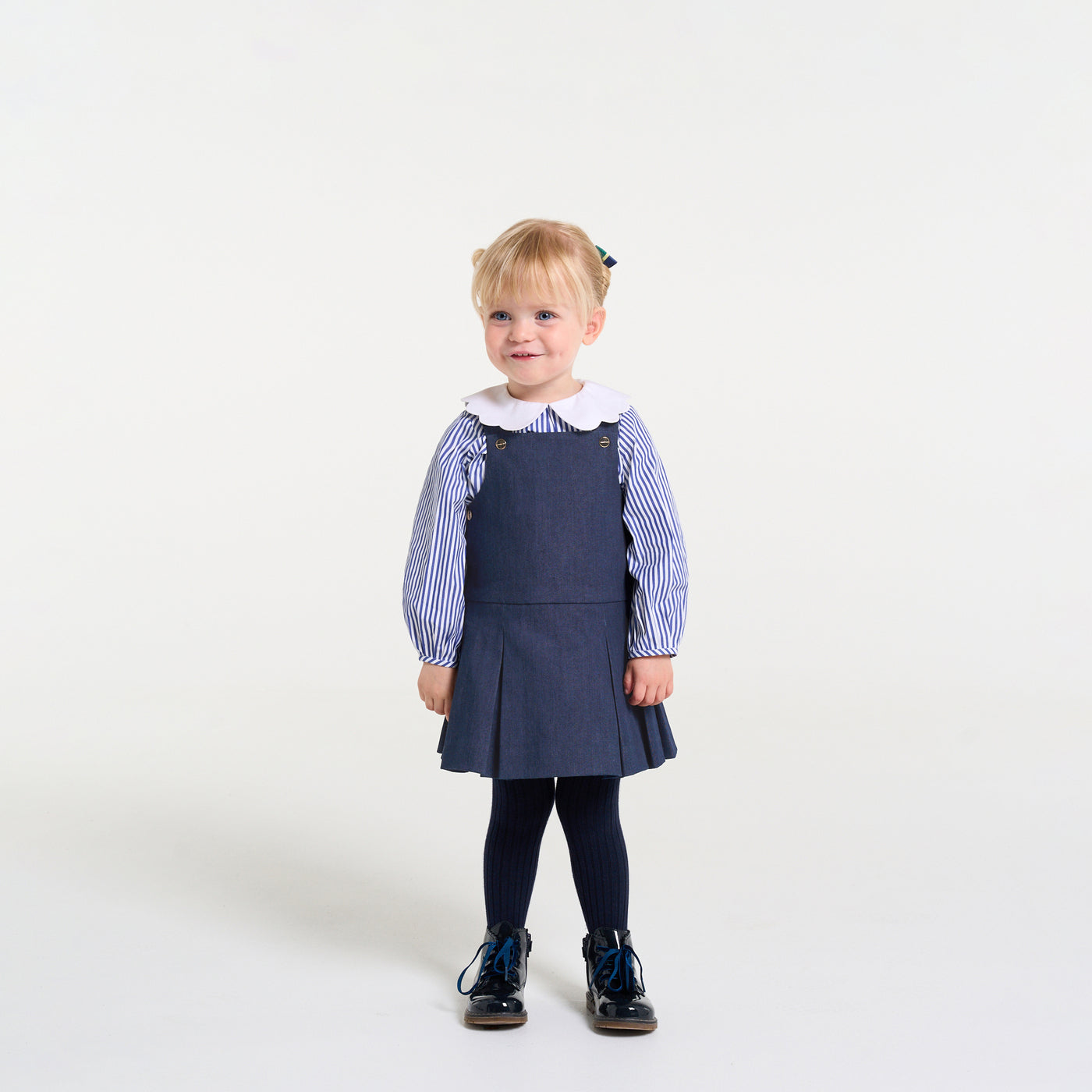 Baby girl denim jumper dress - denim fonce