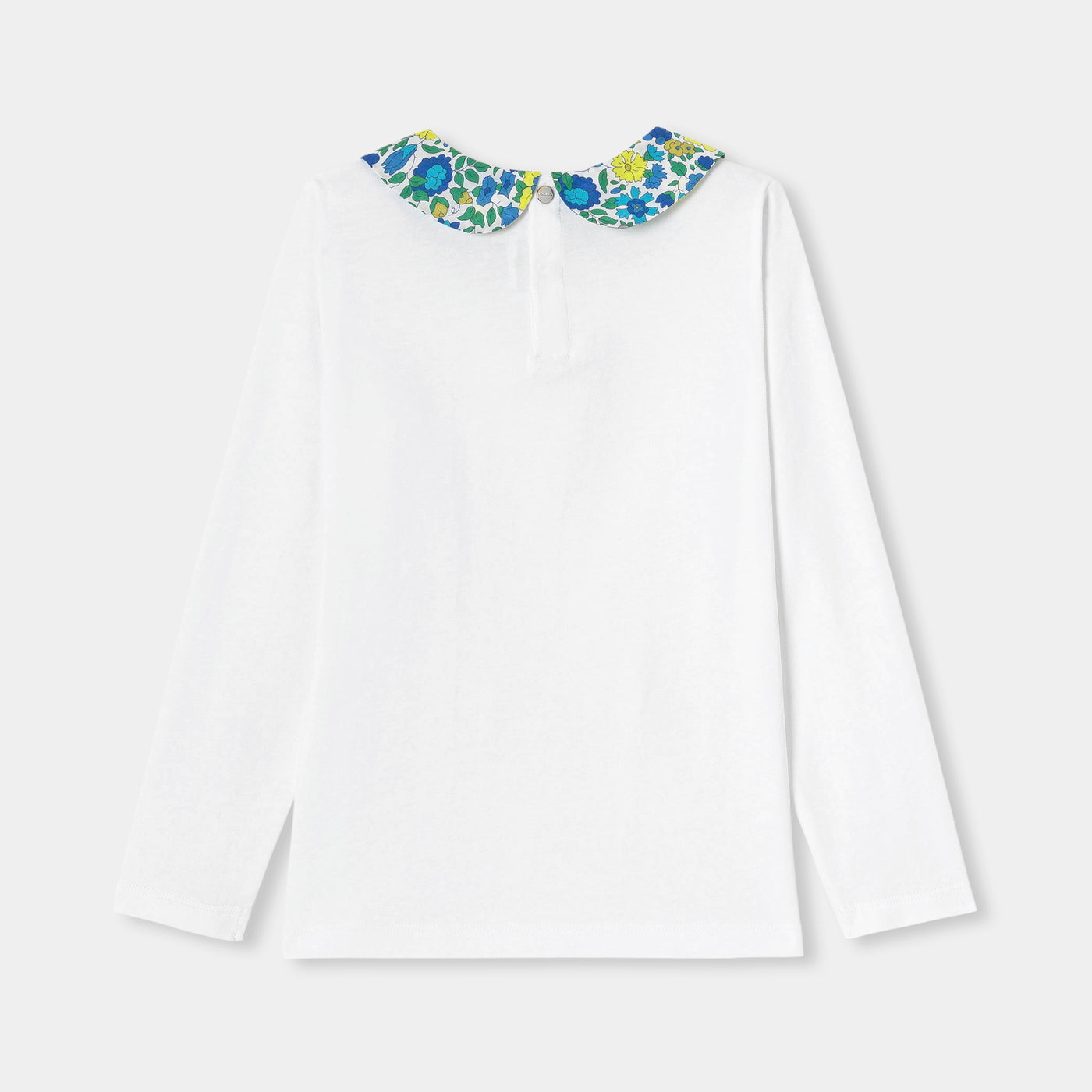 Girl T-shirt with Liberty fabric collar - blanc jacadi