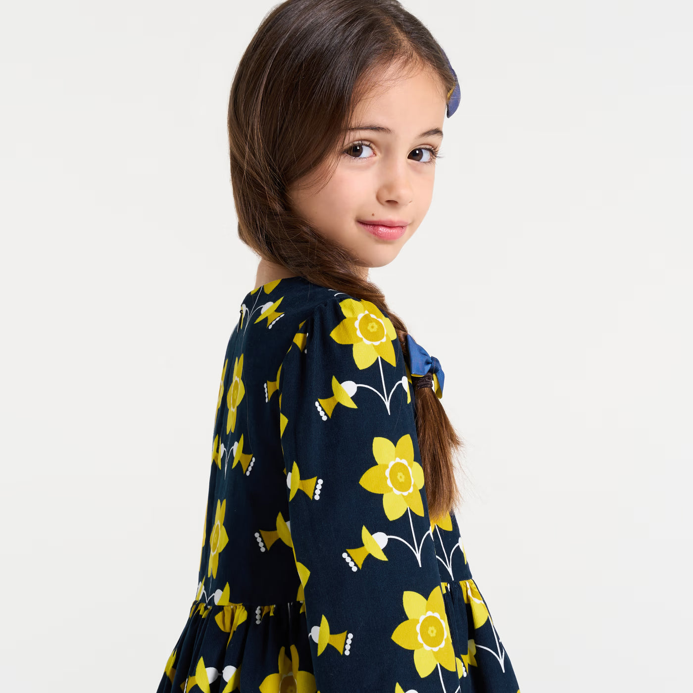 Girl dress in milleraies velvet - bleu/multico