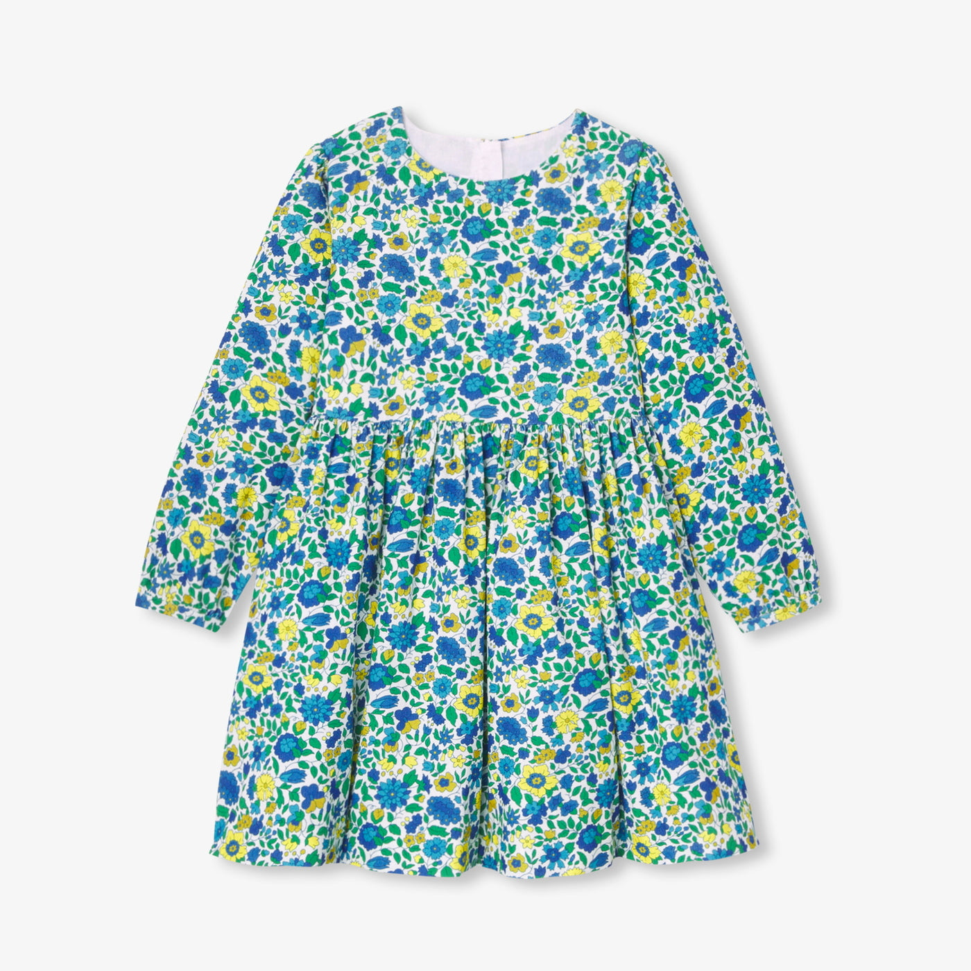 Girl dress in Liberty fabric velvet - blanc/multico