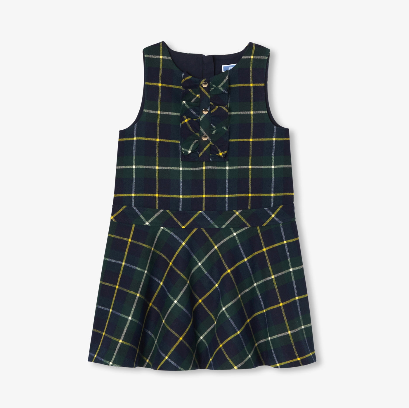 Girl pinafore dress in flannel - vert/multico