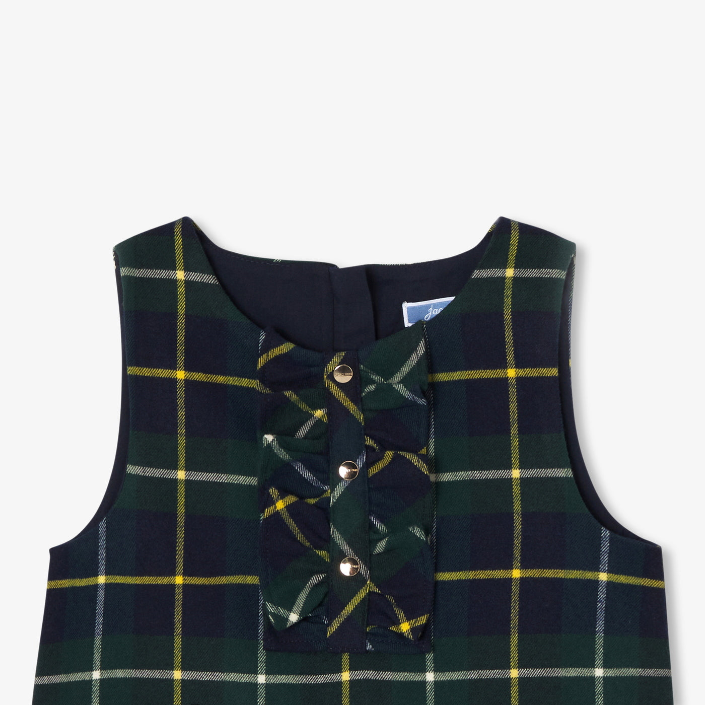 Girl pinafore dress in flannel - vert/multico