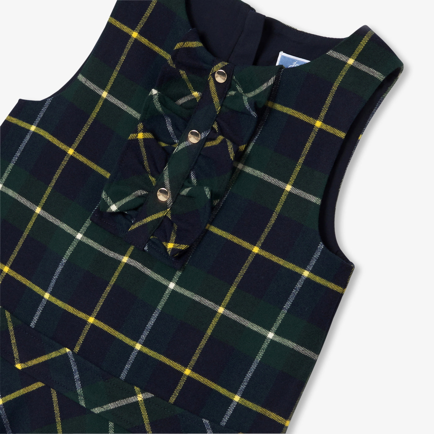Girl pinafore dress in flannel - vert/multico