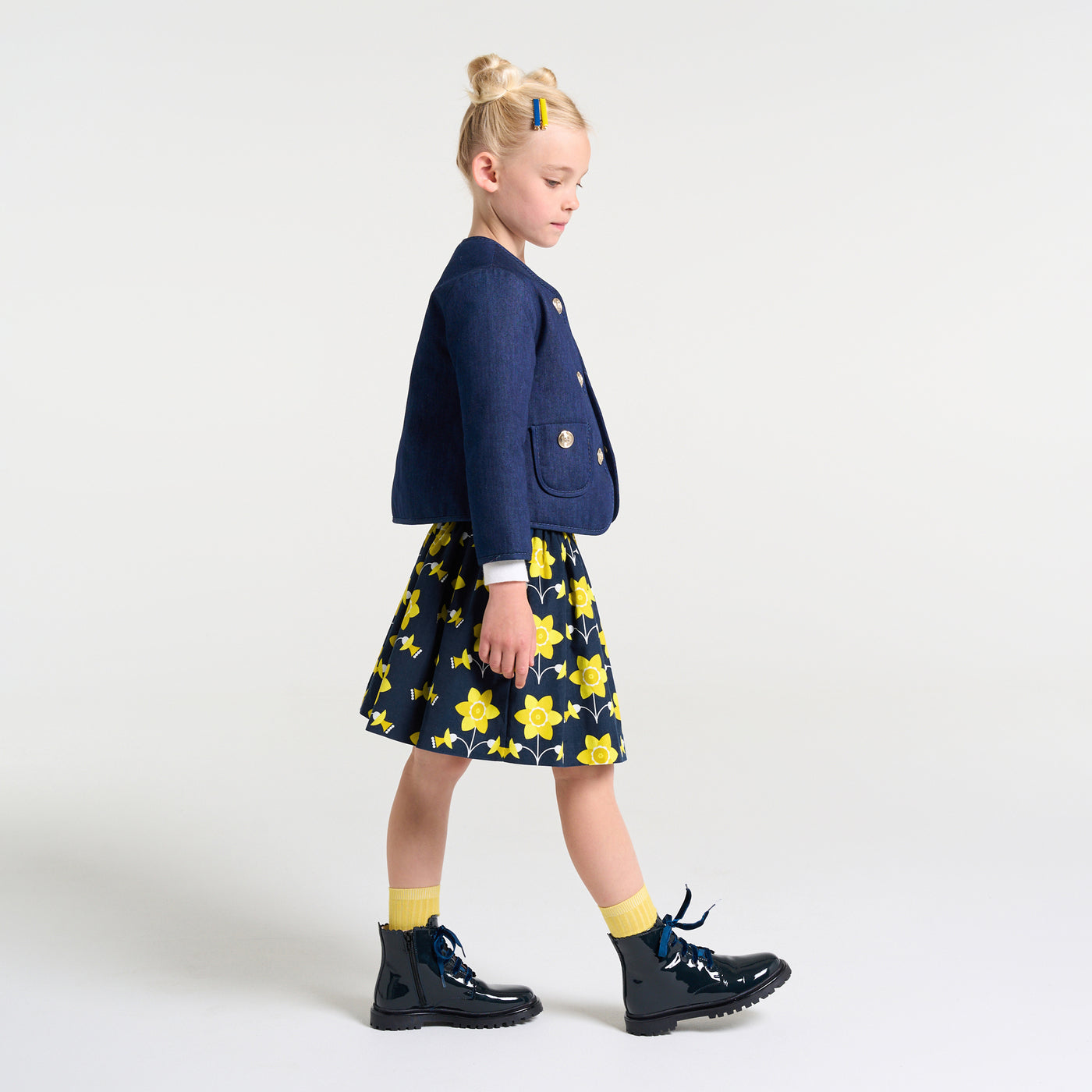 Girl milleraies velvet skirt - bleu/multico