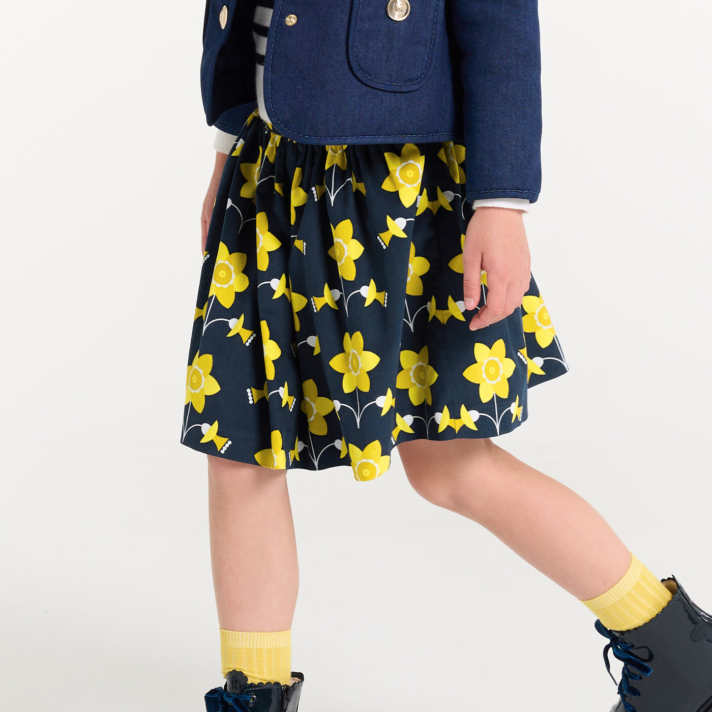 Girl milleraies velvet skirt - bleu/multico