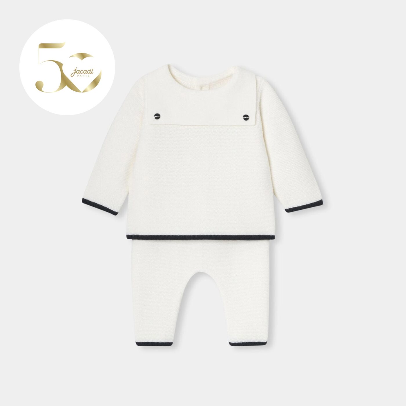 No. 10 Baby wool knit set - blanc doux jacadi