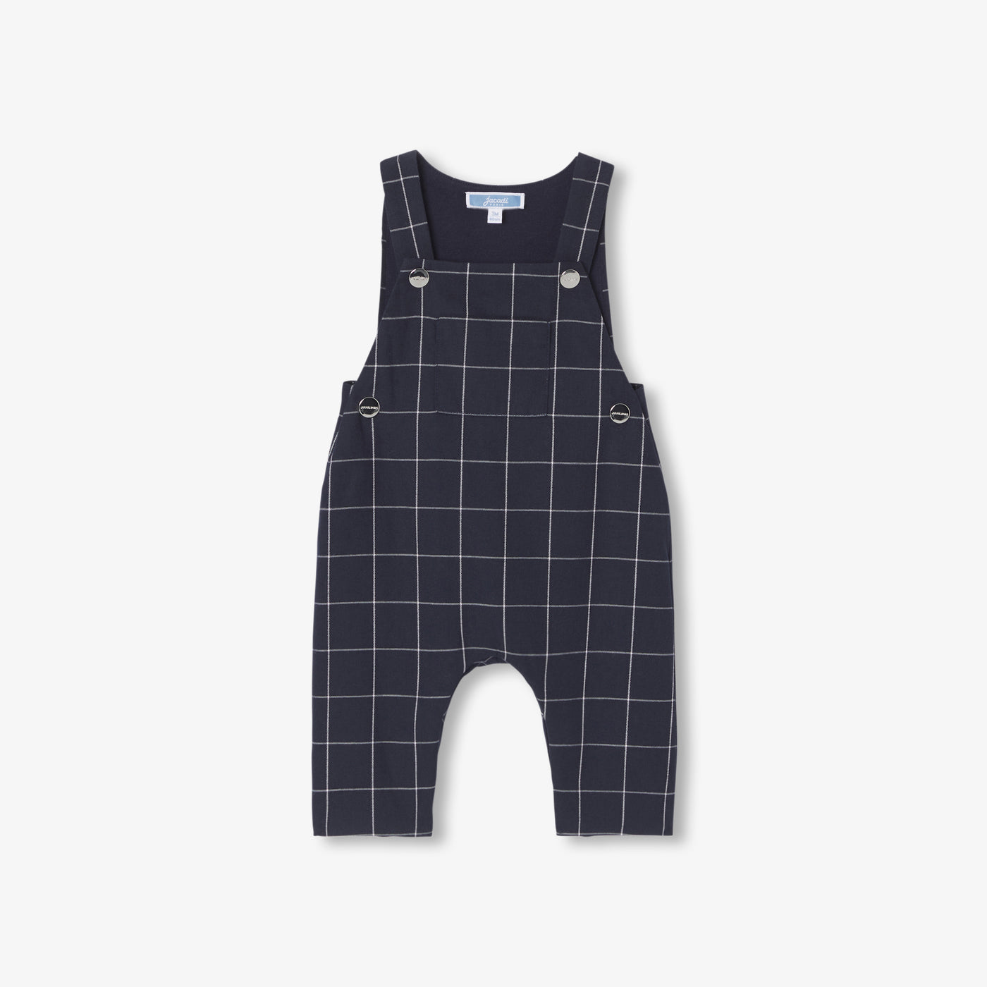 Baby boy checked overalls - marine/blanc
