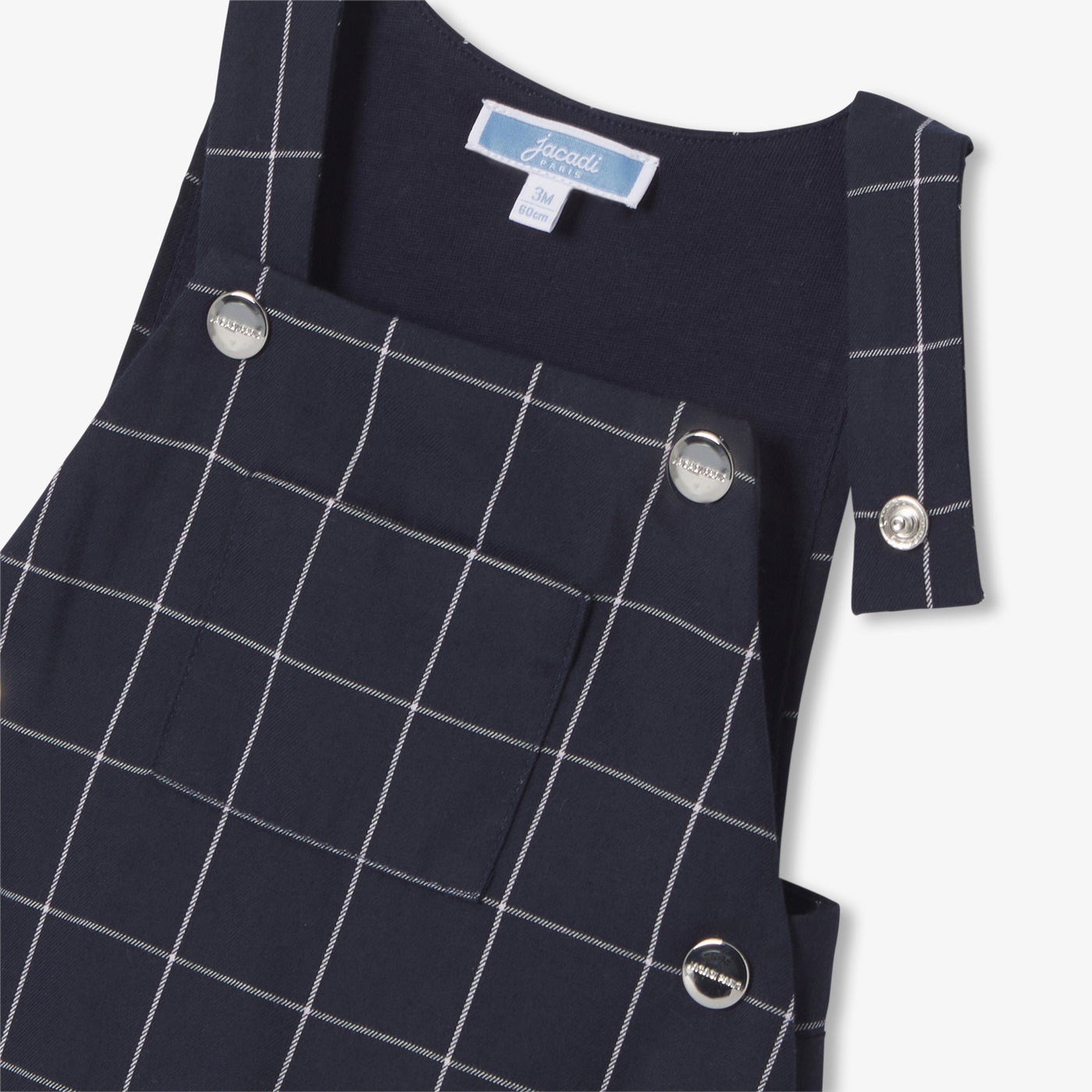 Baby boy checked overalls - marine/blanc