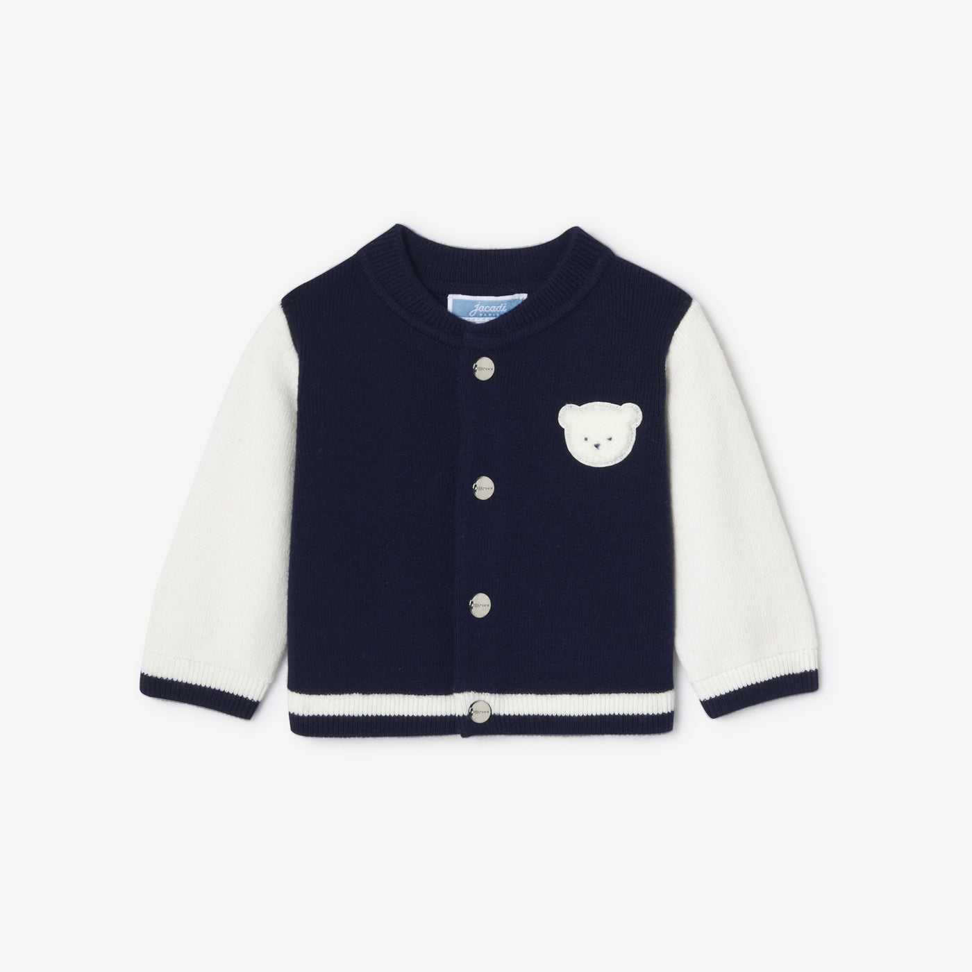 Baby boy Varsity-style cardigan - marine/blanc