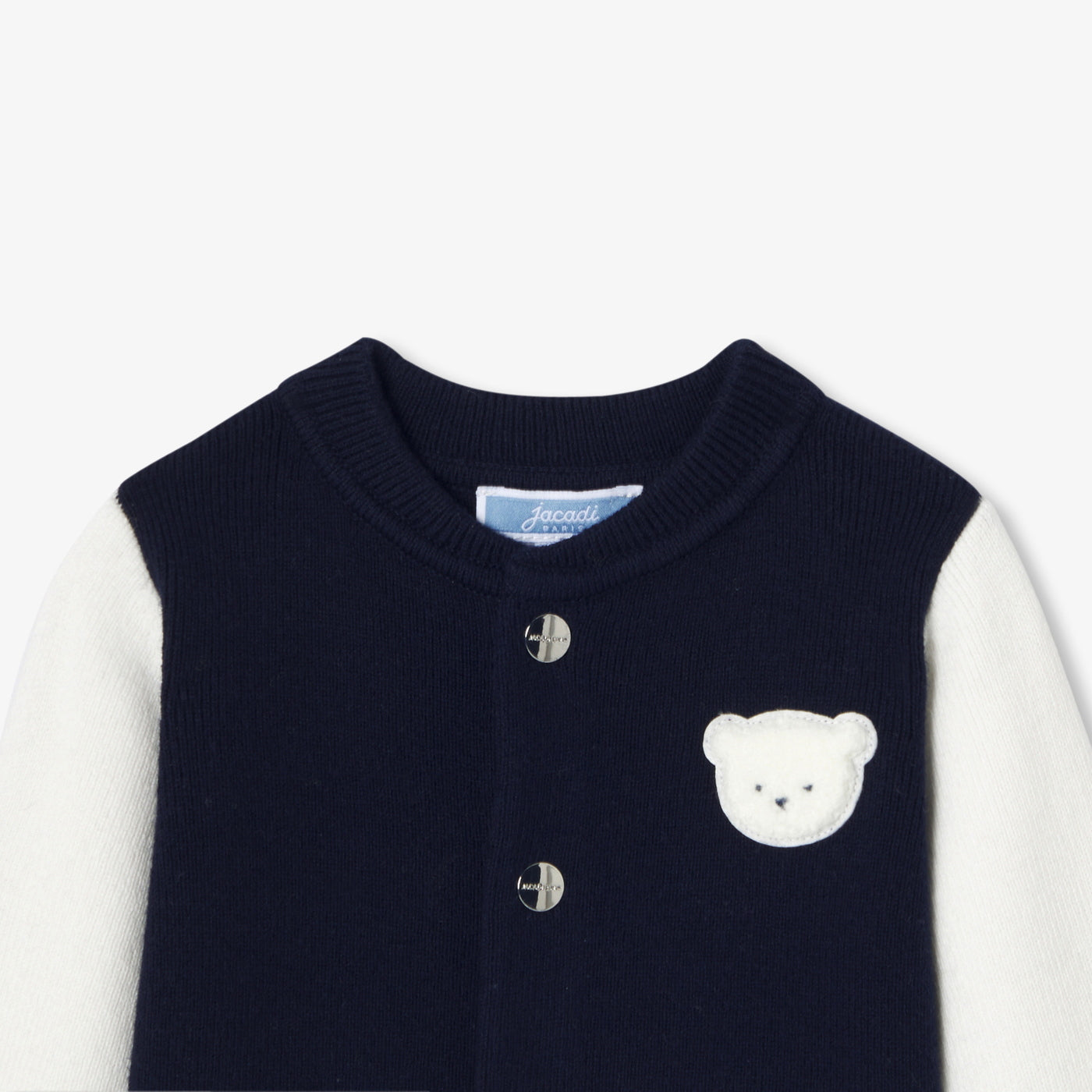 Baby boy Varsity-style cardigan - marine/blanc