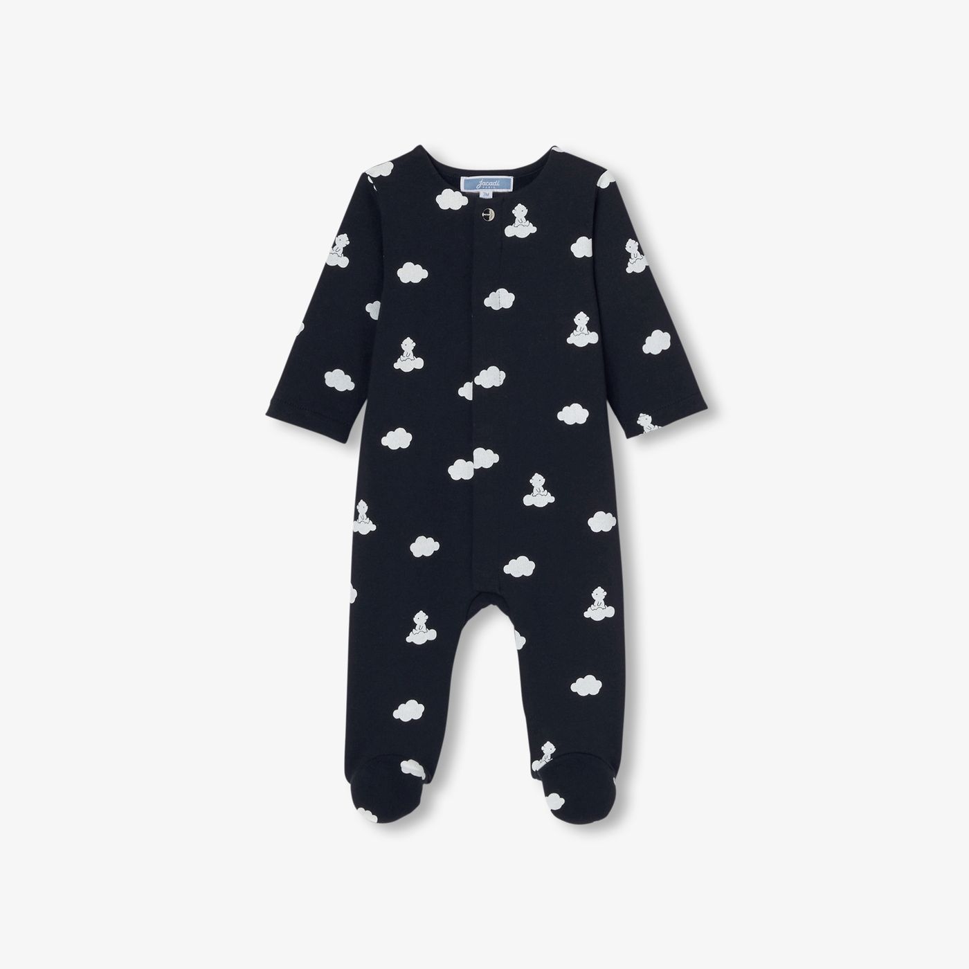 Baby boy pyjamas in fleece - marine/blanc