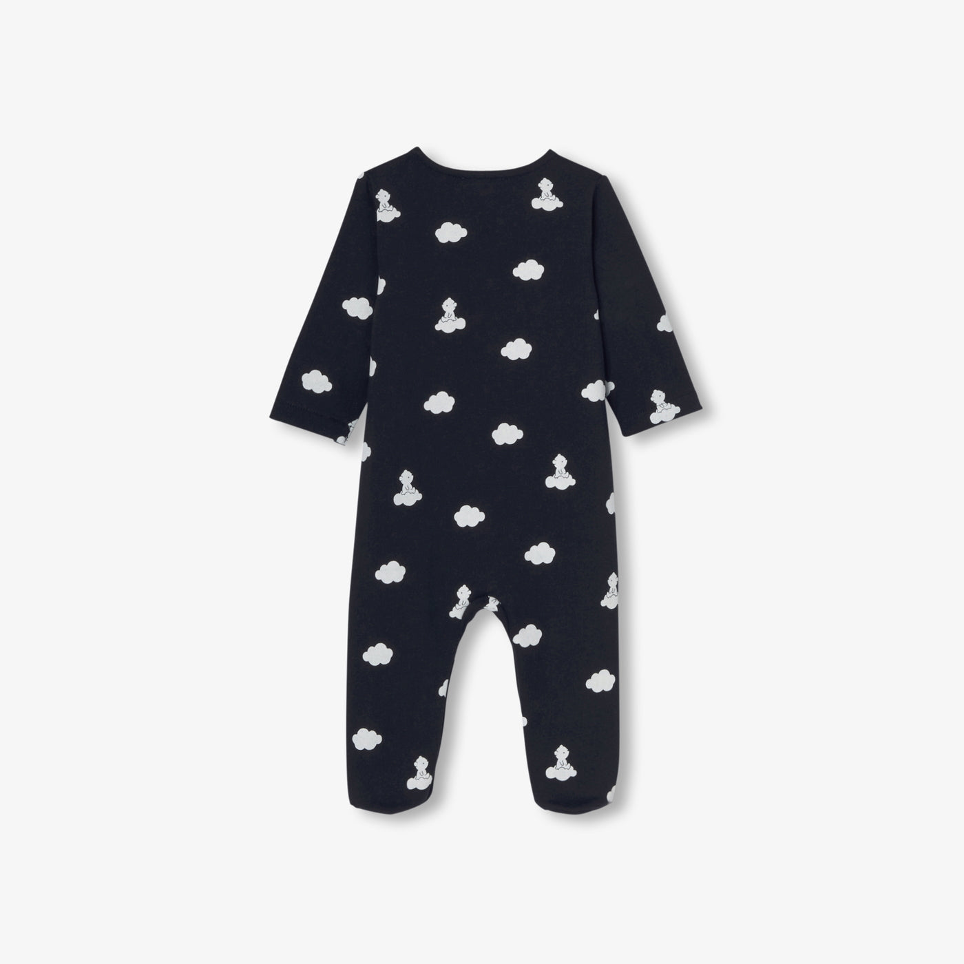 Baby boy pyjamas in fleece - marine/blanc