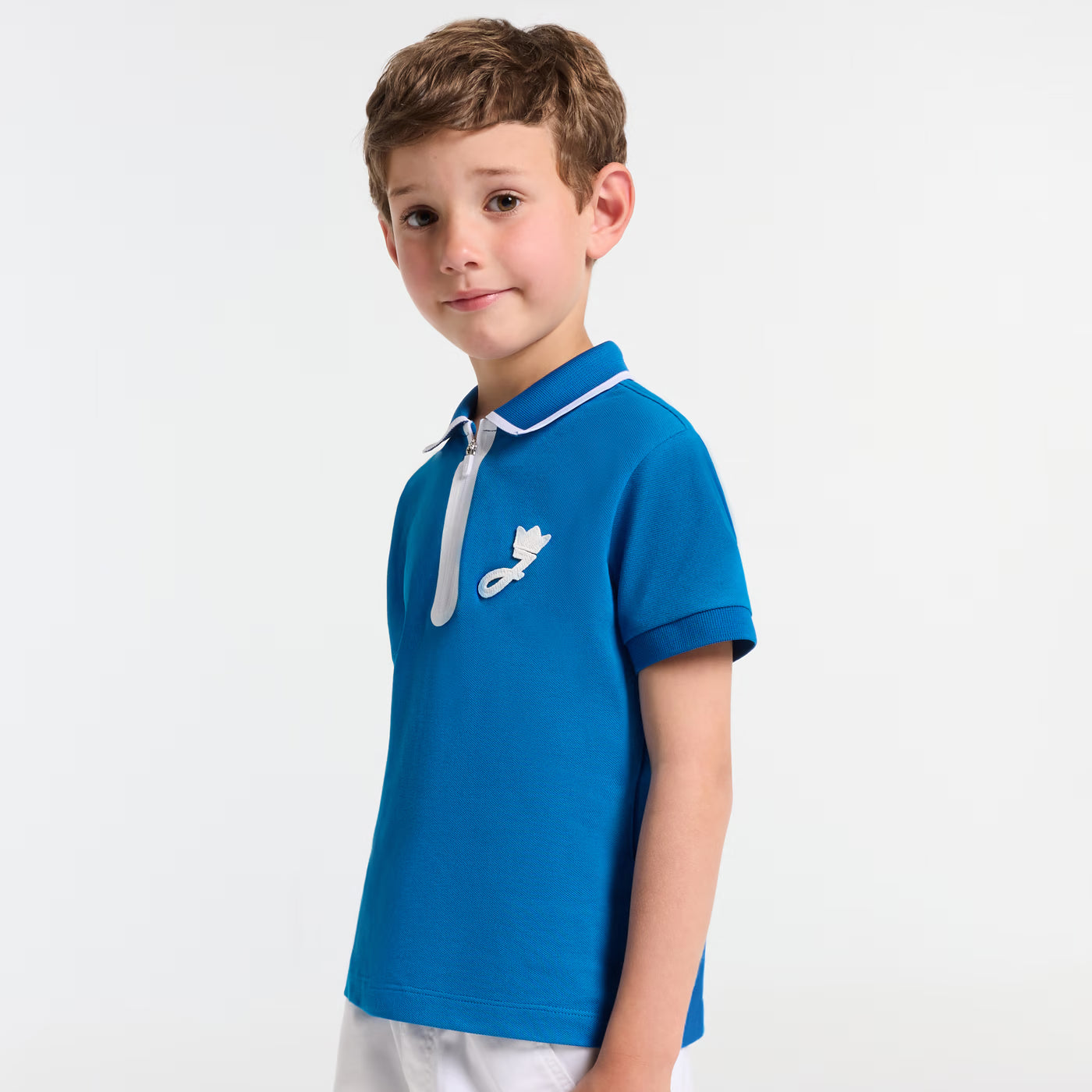 Boys' short-sleeved polo shirt - shore blue