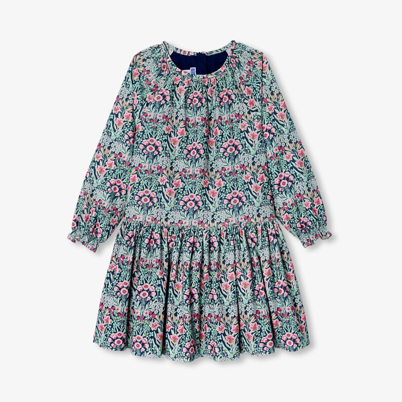 Girl dress in Liberty fabric - vert/multico