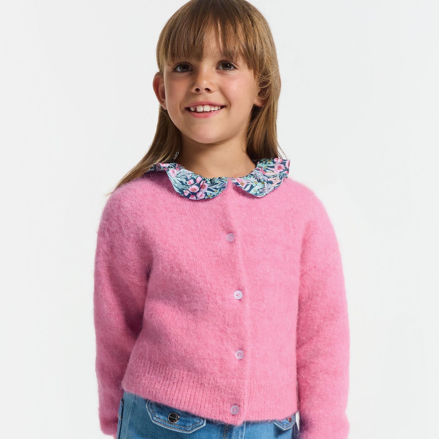 Girl wool and alpaca cardigan - pivoine