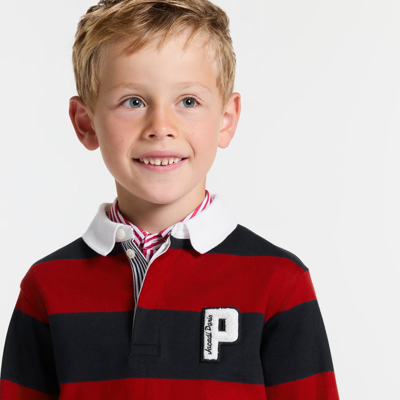 Boy rugby polo shirt - marine/rouge