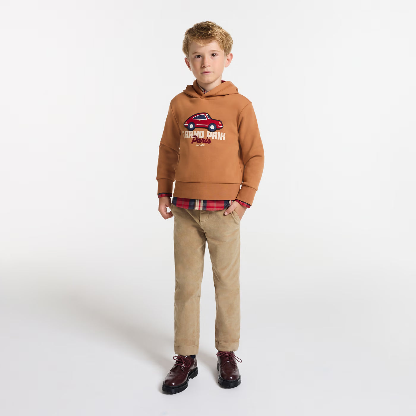 Boy velvet pants with lining - amande fonce
