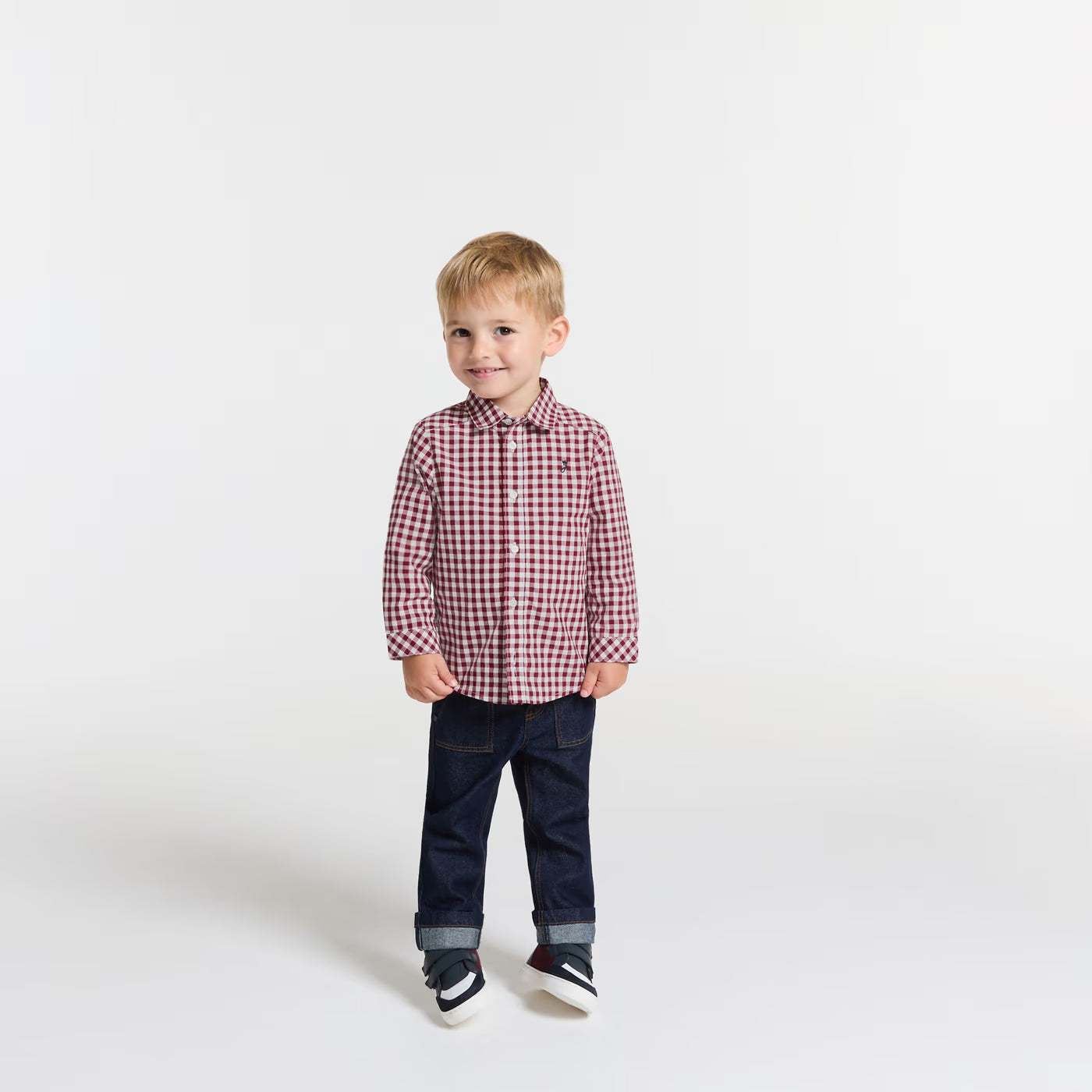 Baby boy gingham shirt - blanc/rouge