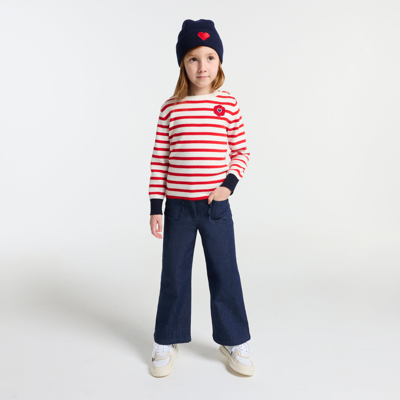 Girl wide-leg jeans - denim fonce