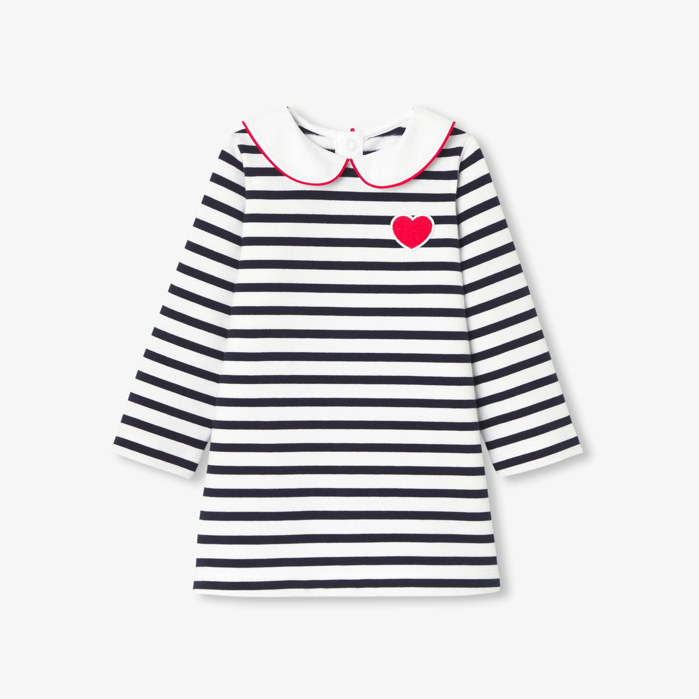 Baby girl dress in striped fleece - blanc/marine