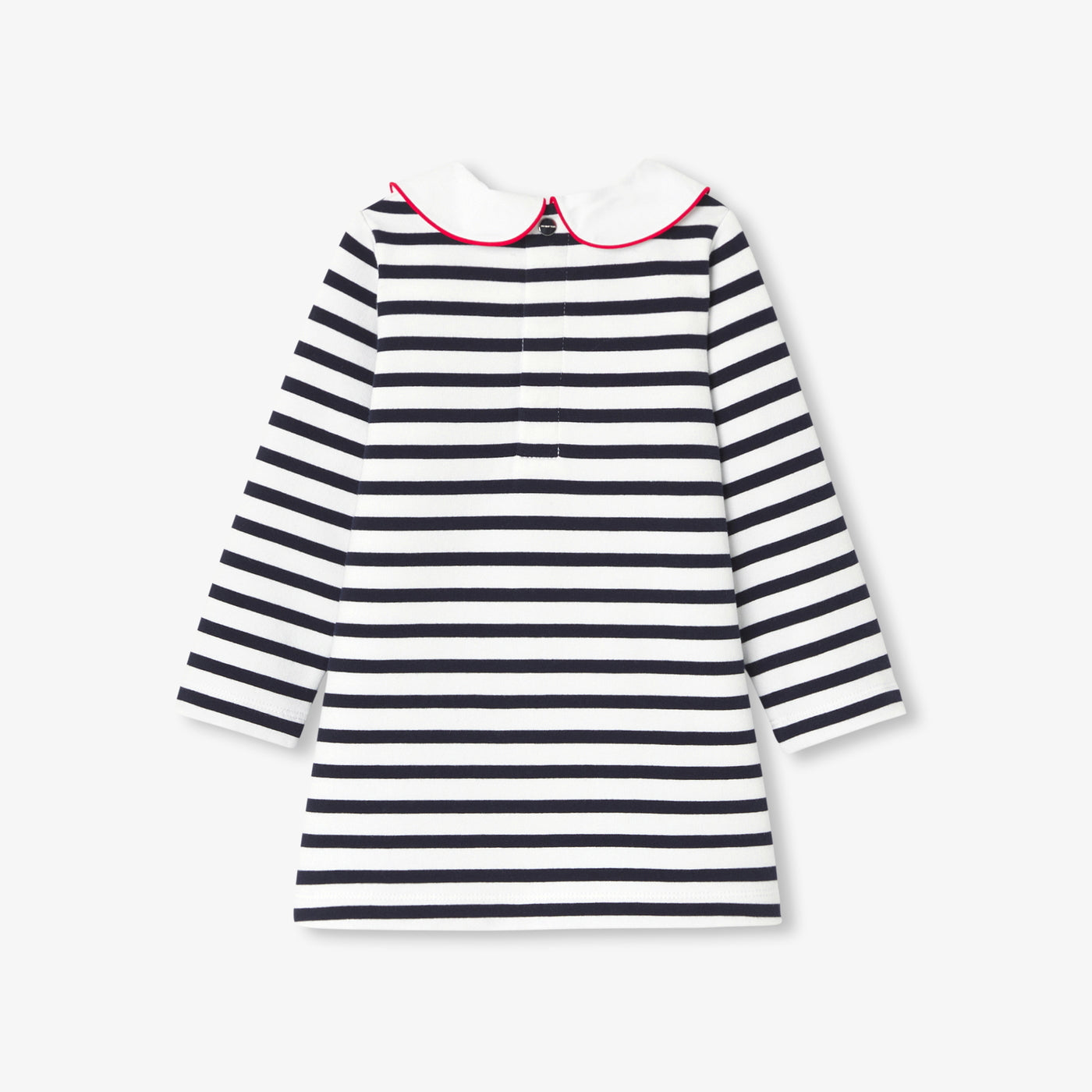 Baby girl dress in striped fleece - blanc/marine
