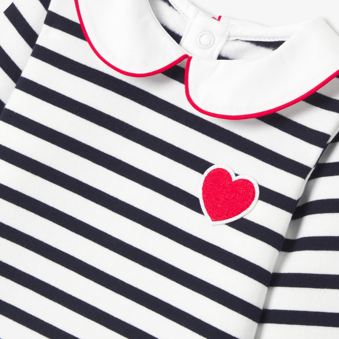 Baby girl dress in striped fleece - blanc/marine