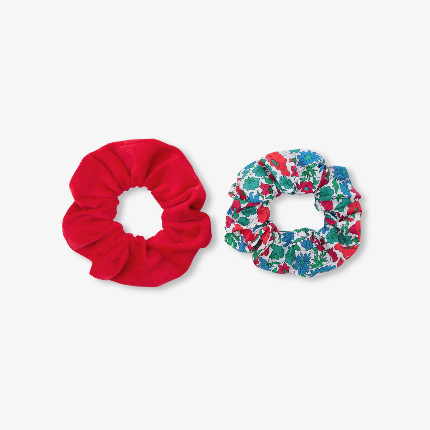 Duo of scrunchies for girls - red/multicolor