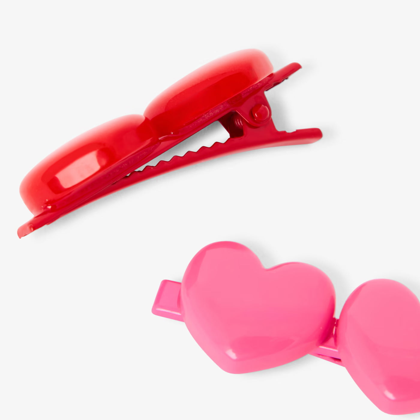 Pair of crocodile clips for girls - pink/red