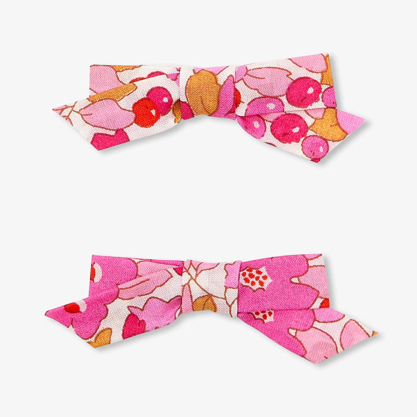 Duo of baby girl Liberty fabric bow barrettes - pink/multico