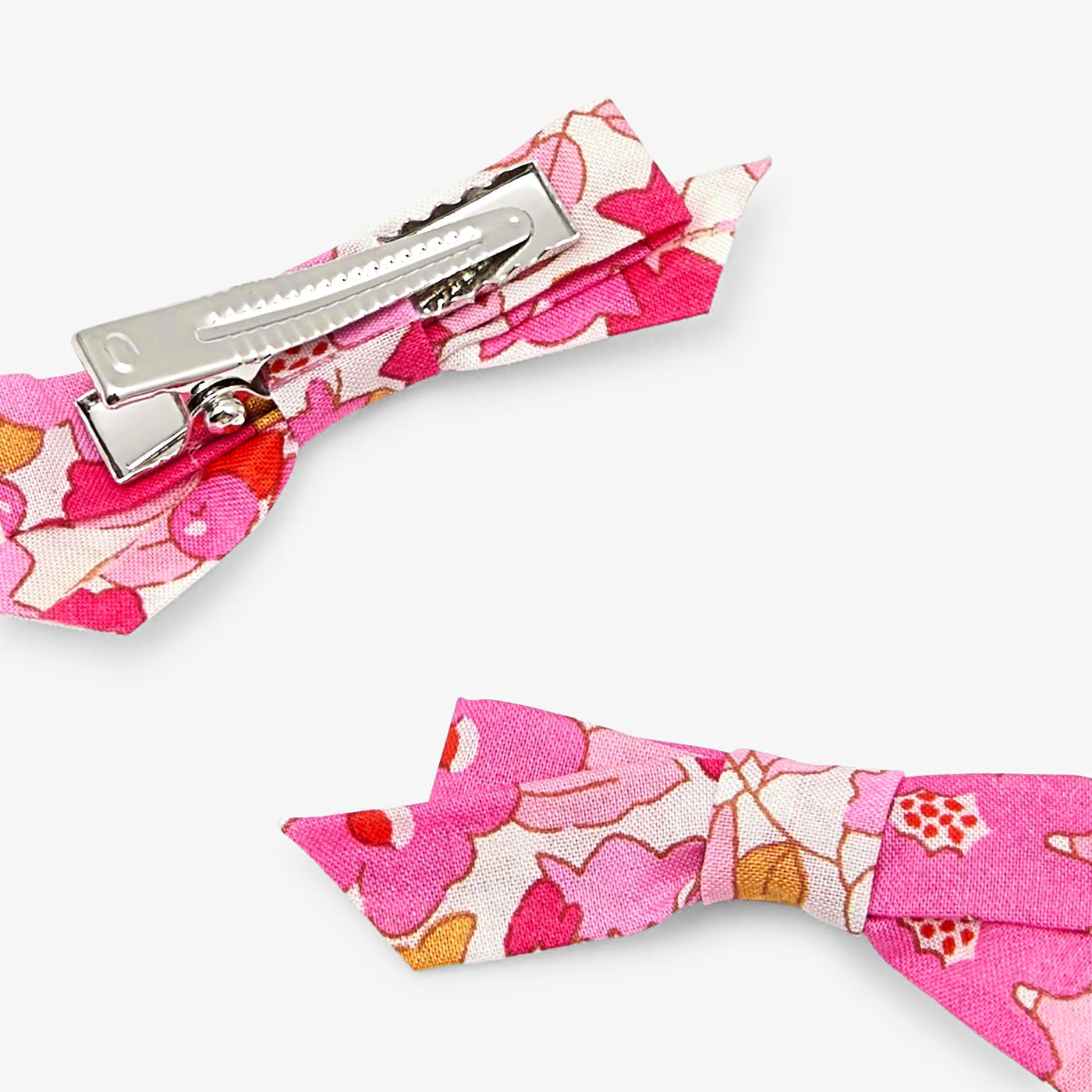 Duo of baby girl Liberty fabric bow barrettes - pink/multico
