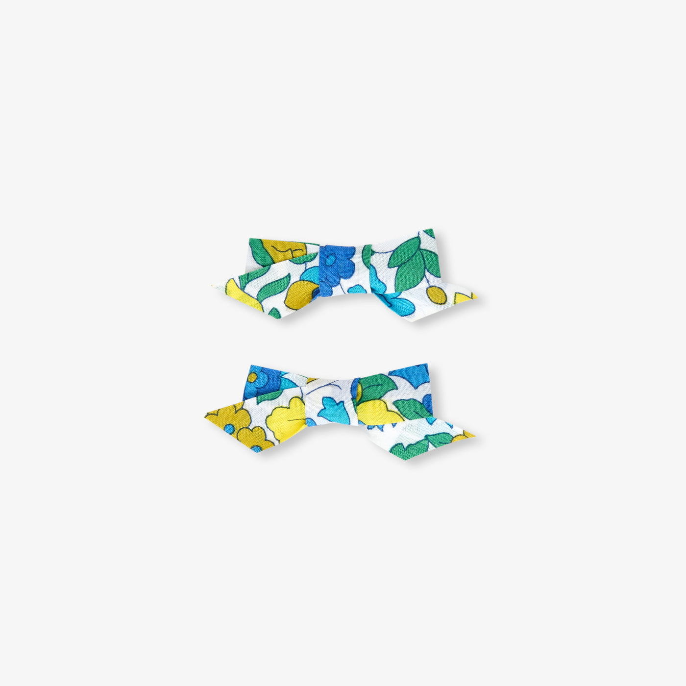 Baby girl duo of Liberty fabric bow hair clips - jaune/multico