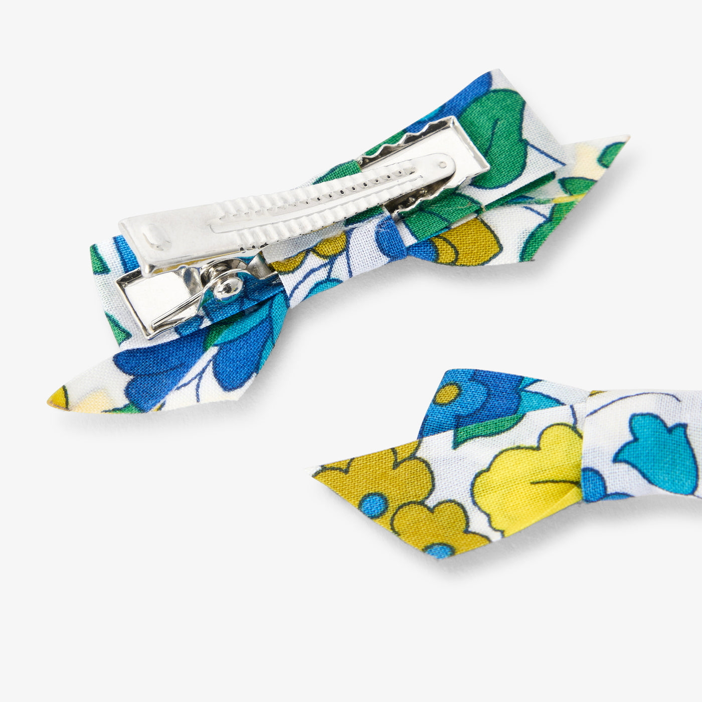Baby girl duo of Liberty fabric bow hair clips - jaune/multico
