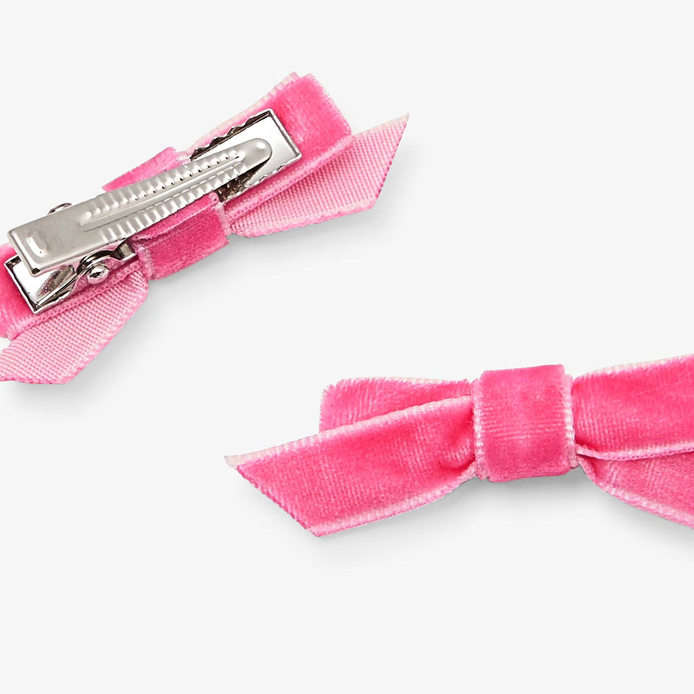 Baby girl barrette duo with small bow - petal pink