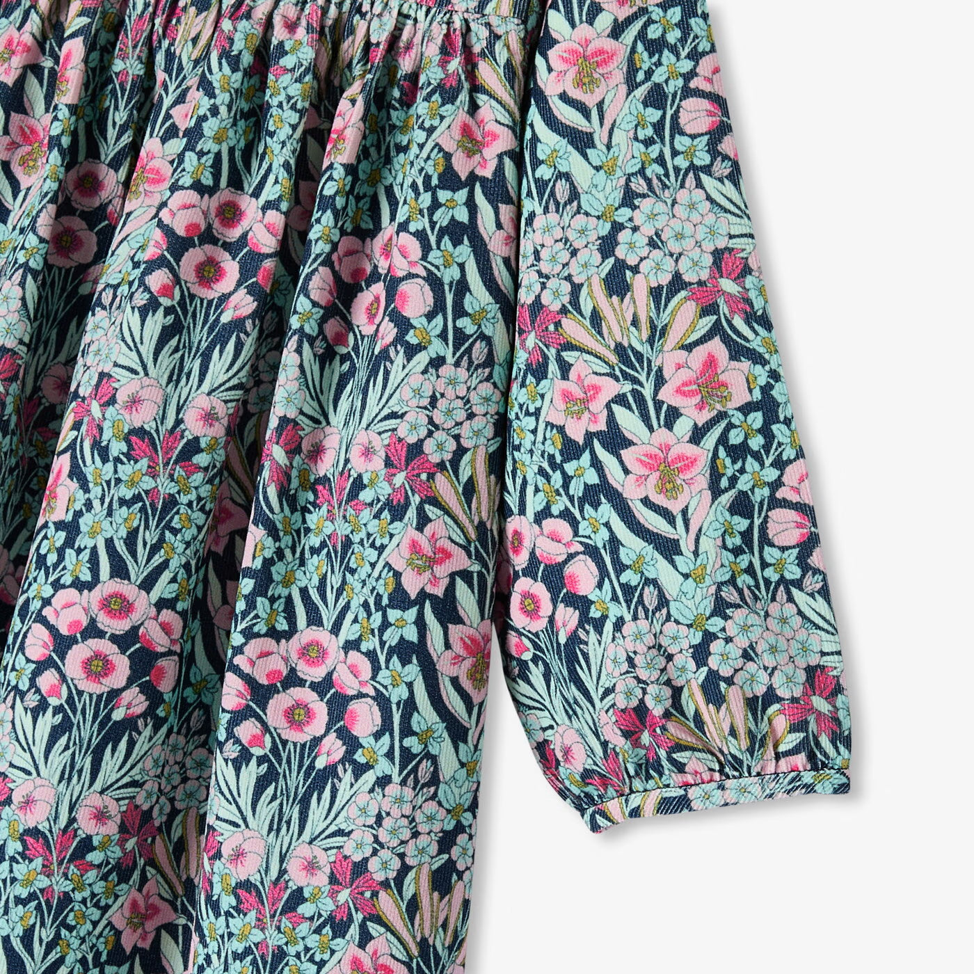 Baby girl dress in velvet Liberty fabric - bleu/multico