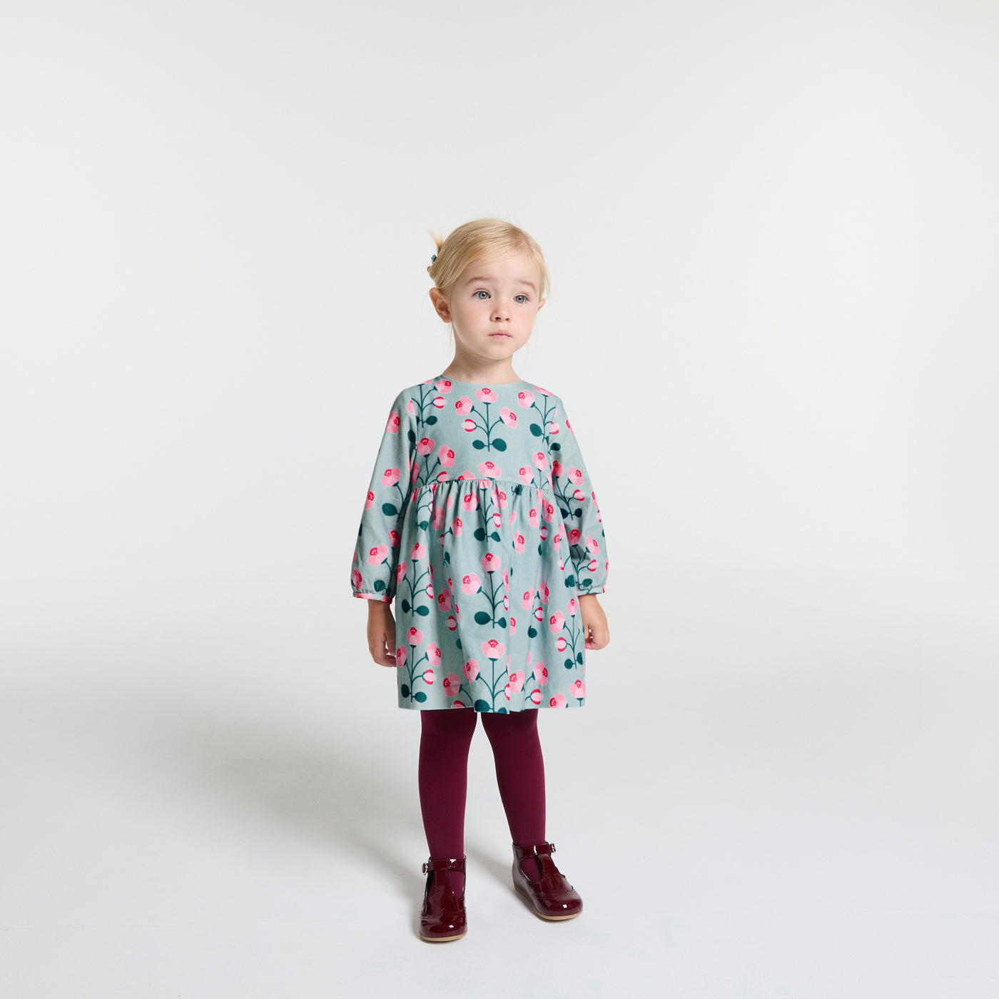 Baby girl velvet dress - vert/multico