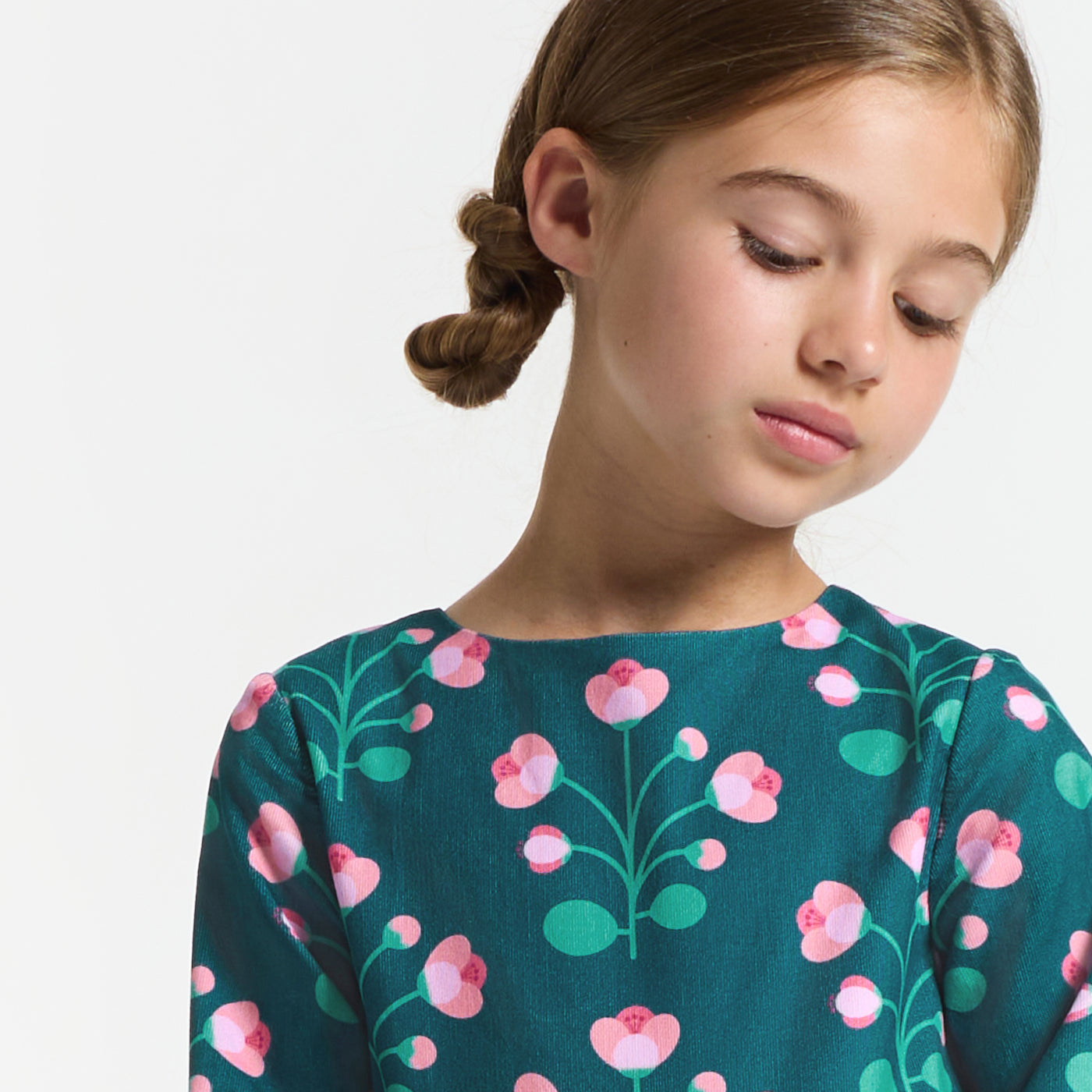 Girl dress in milleraies velvet - bleu/multico