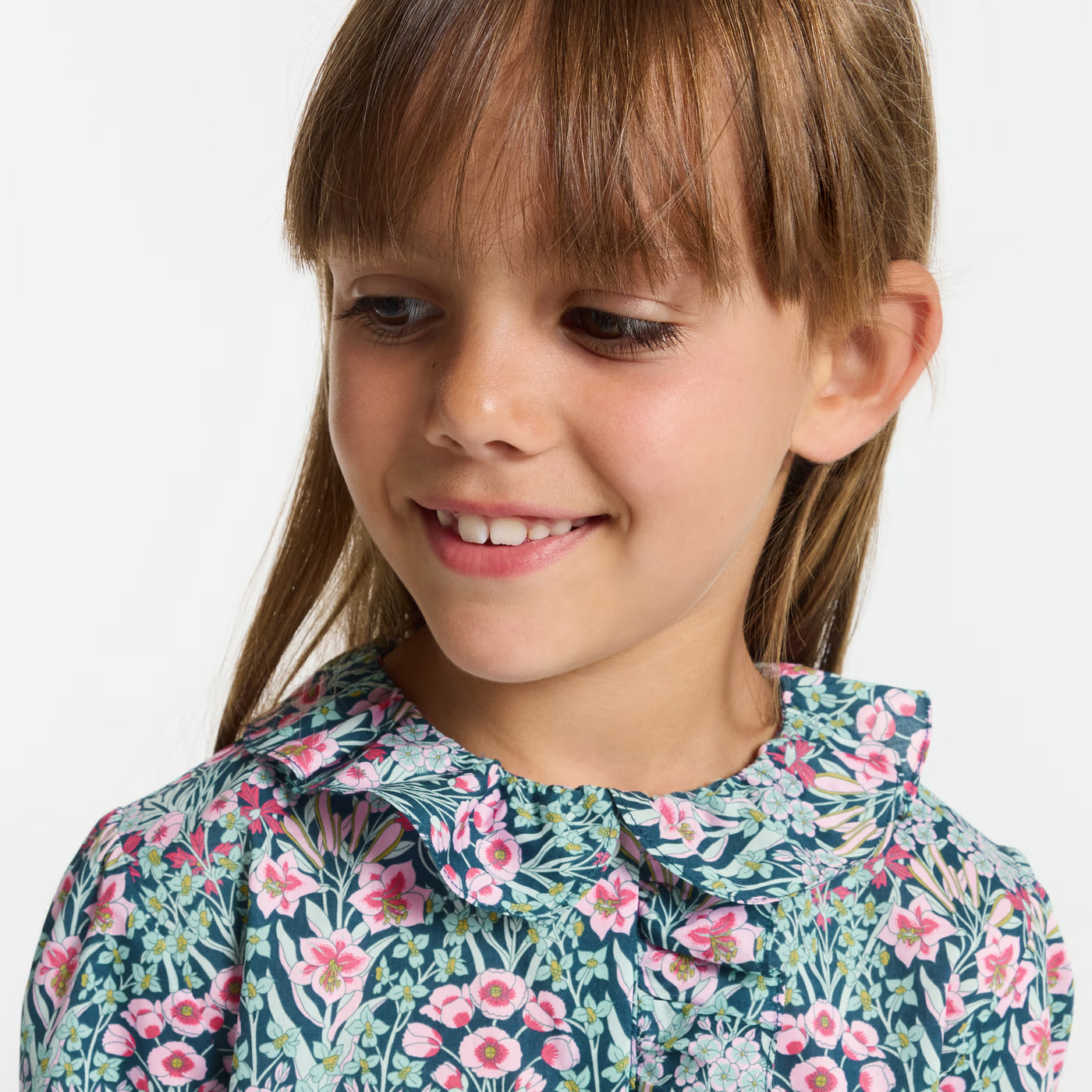 Girl blouse in Liberty fabric - vert/multico