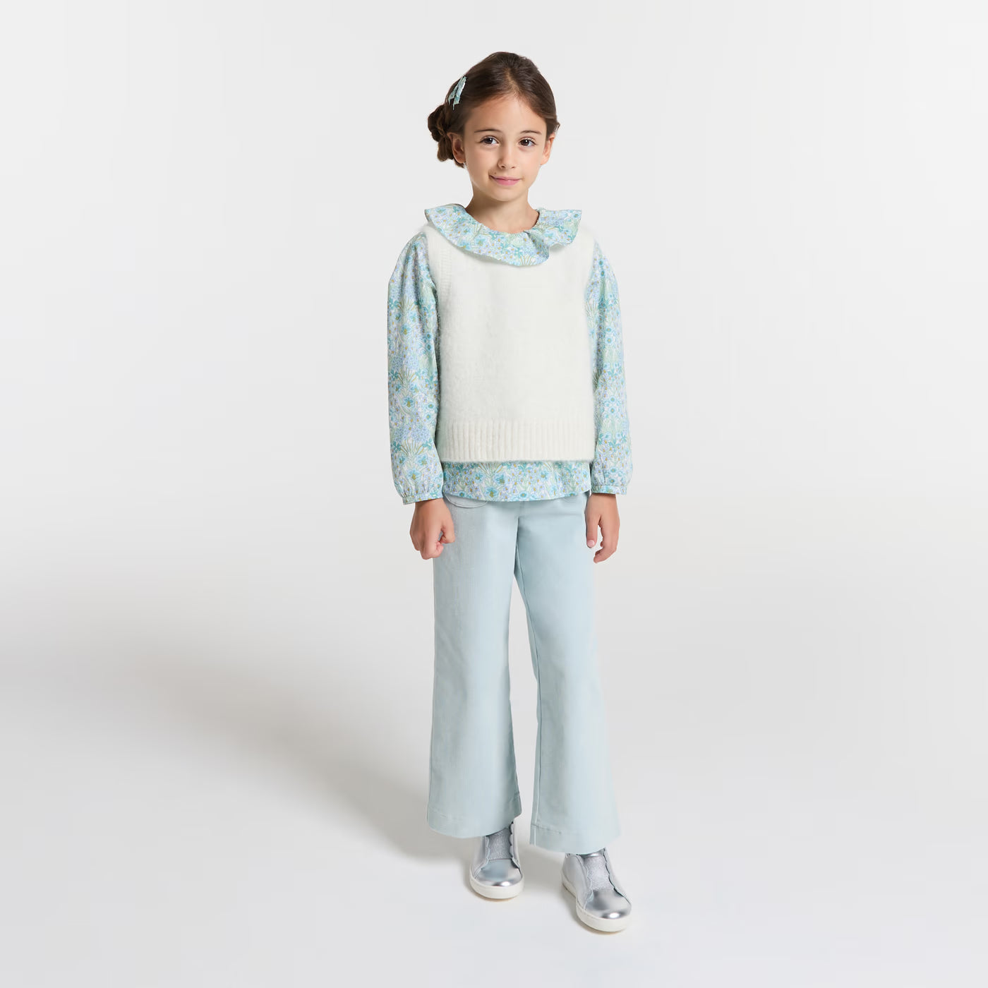Girl milleraies velvet trousers - tilleul