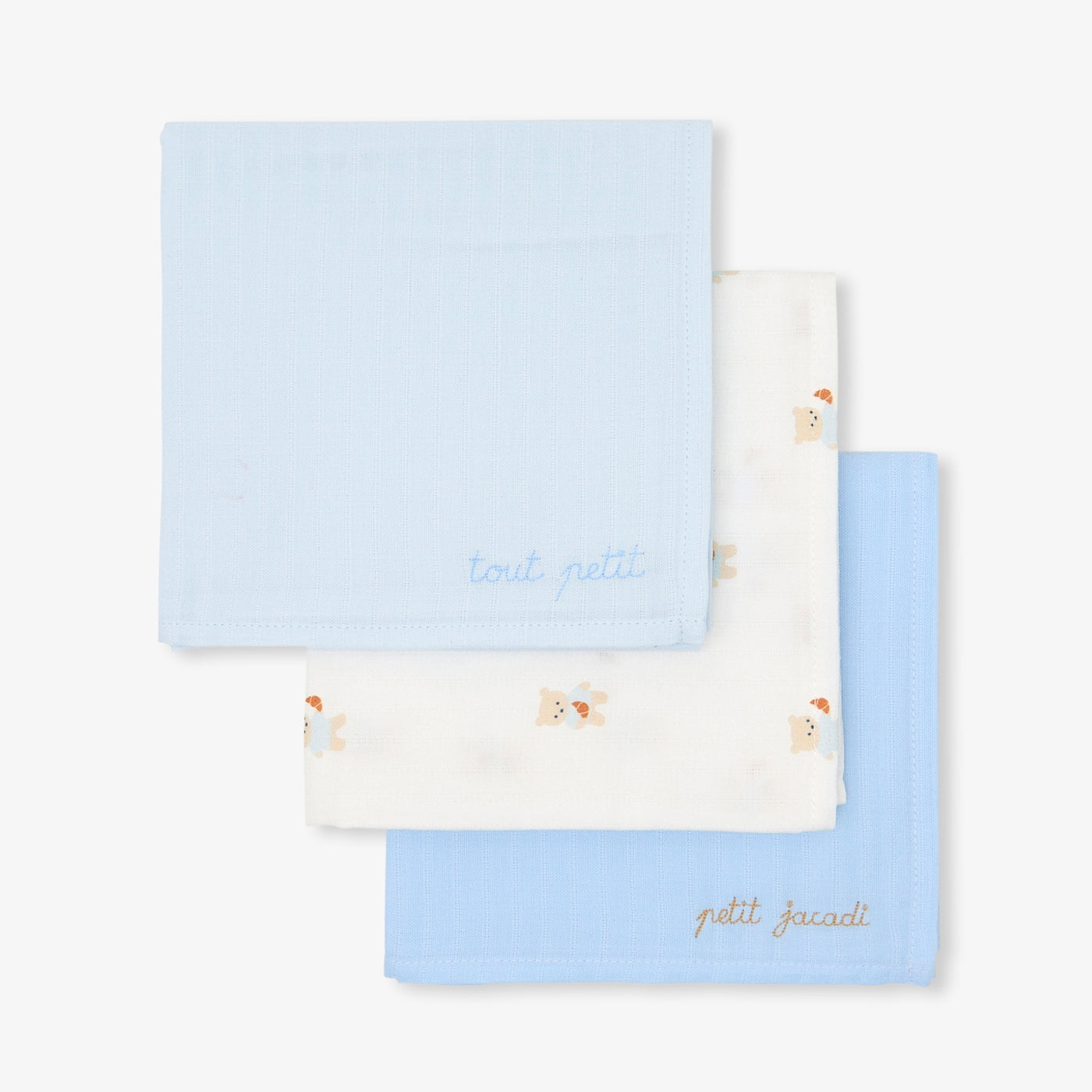 Baby set of 3 swaddling cloths - bleu clair jacadi