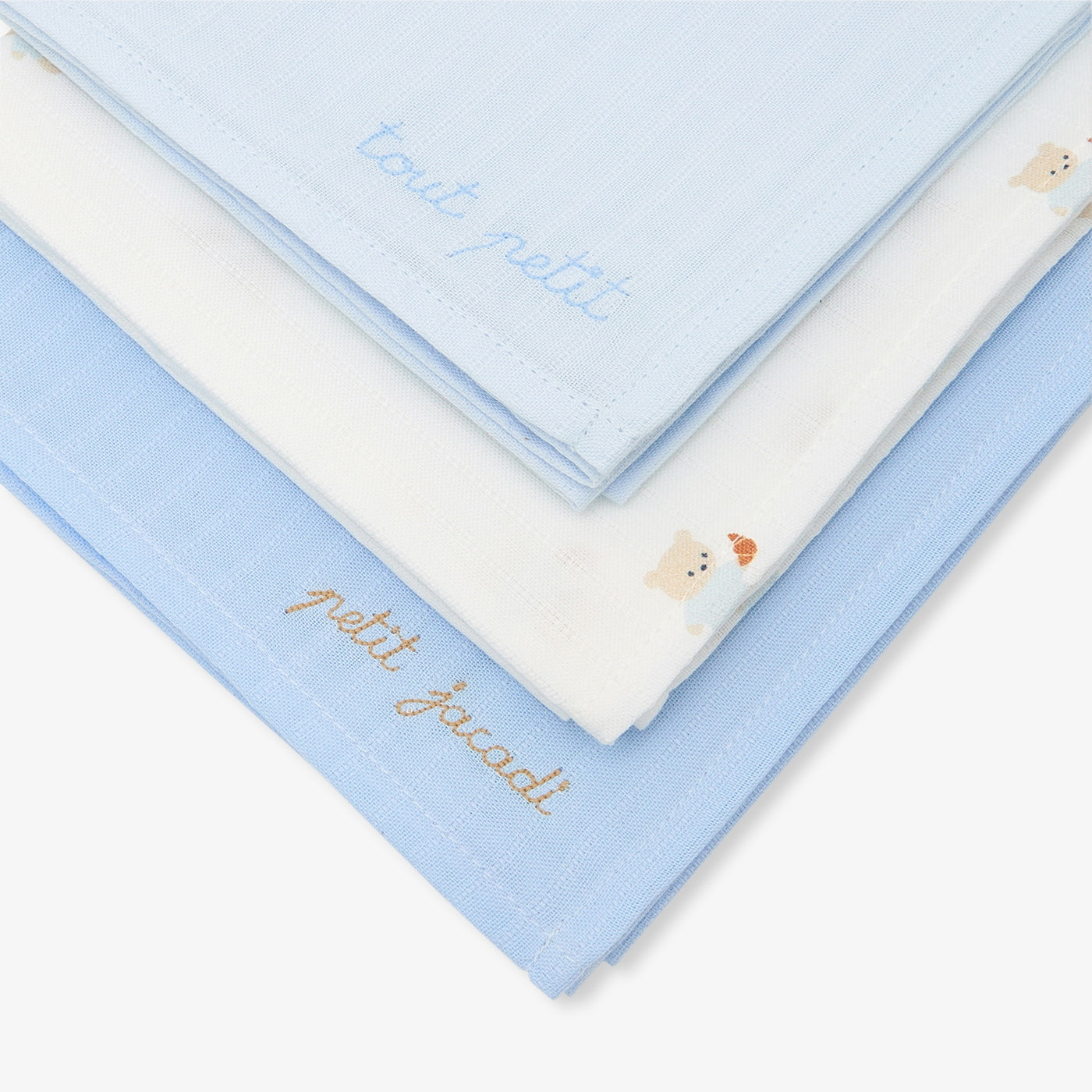 Baby set of 3 swaddling cloths - bleu clair jacadi
