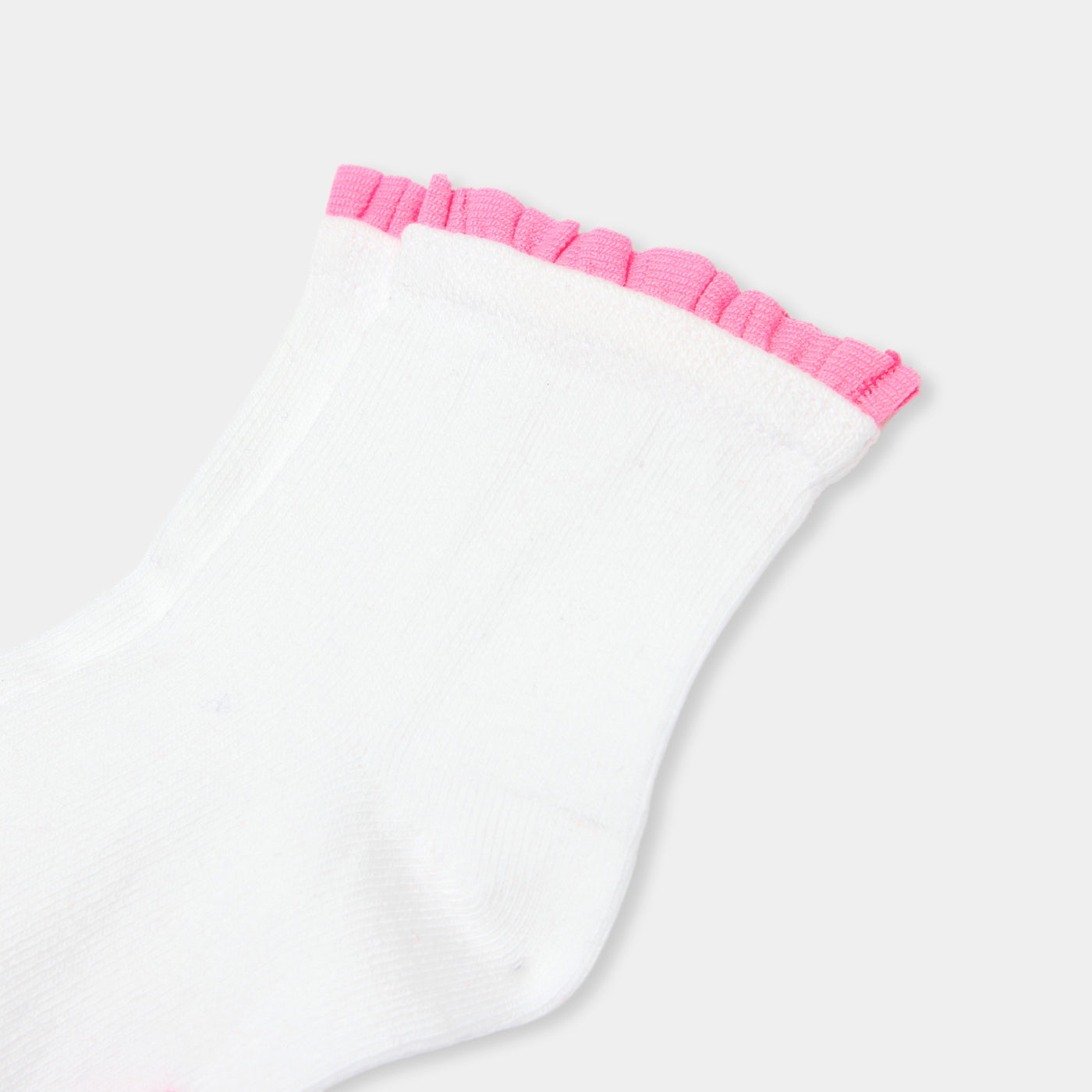 Girl socks with contrasting ruffle - blanc/rose