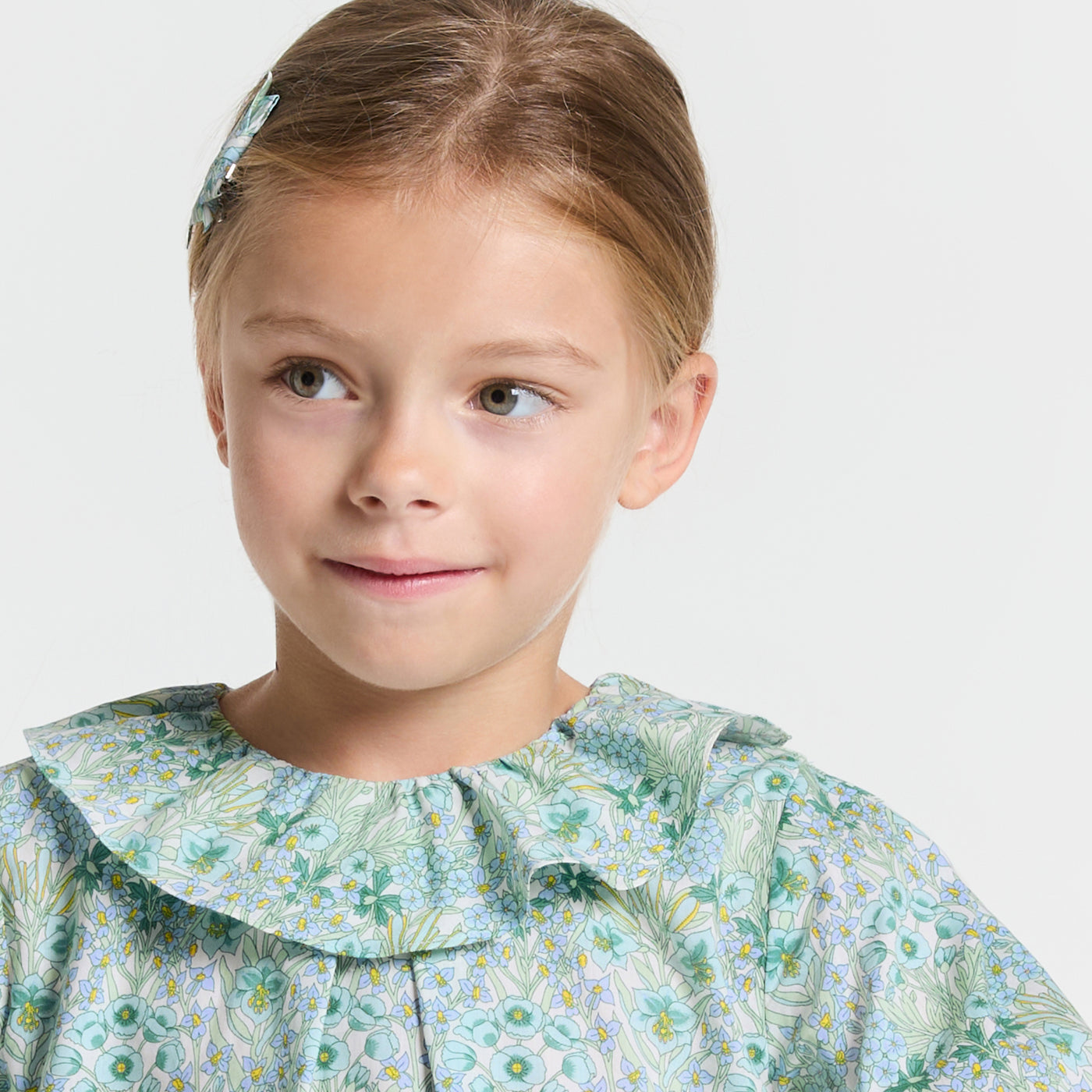 Girl blouse in Liberty fabric - blanc doux/multico