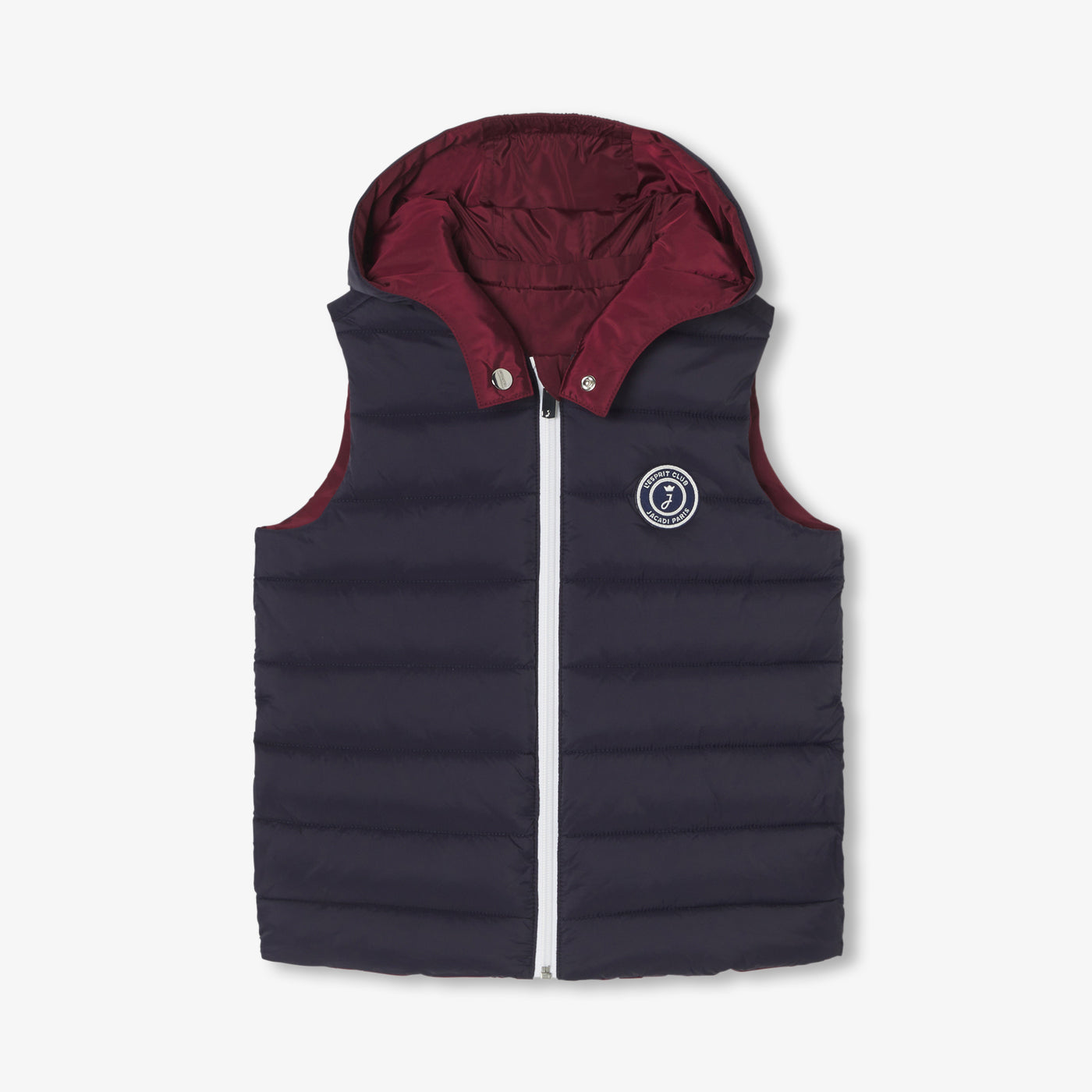 Boy reversible sleeveless down jacket - marine/bordeaux