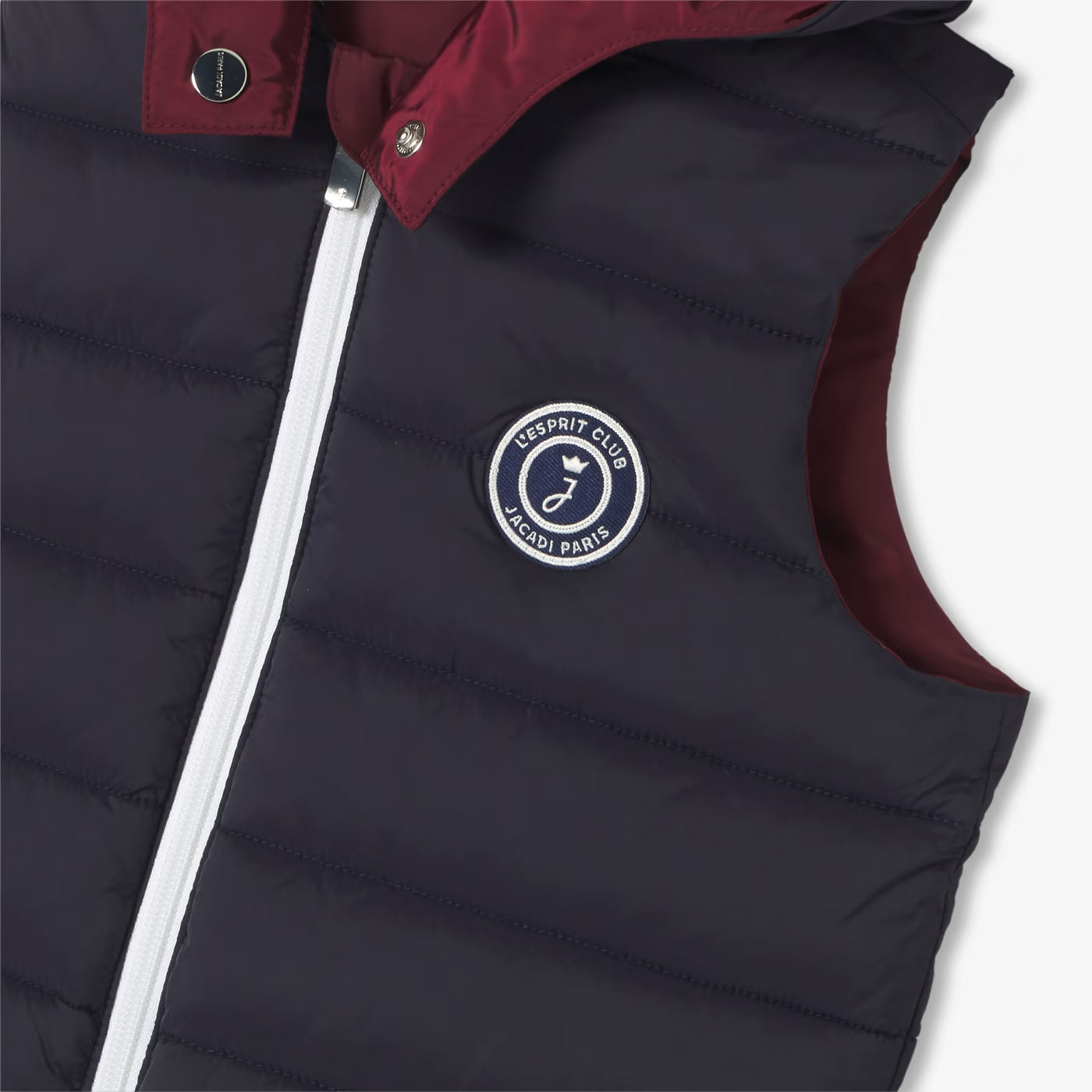 Boy reversible sleeveless down jacket - marine/bordeaux