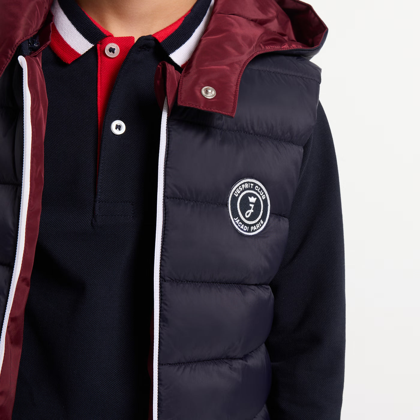 Boy reversible sleeveless down jacket - marine/bordeaux