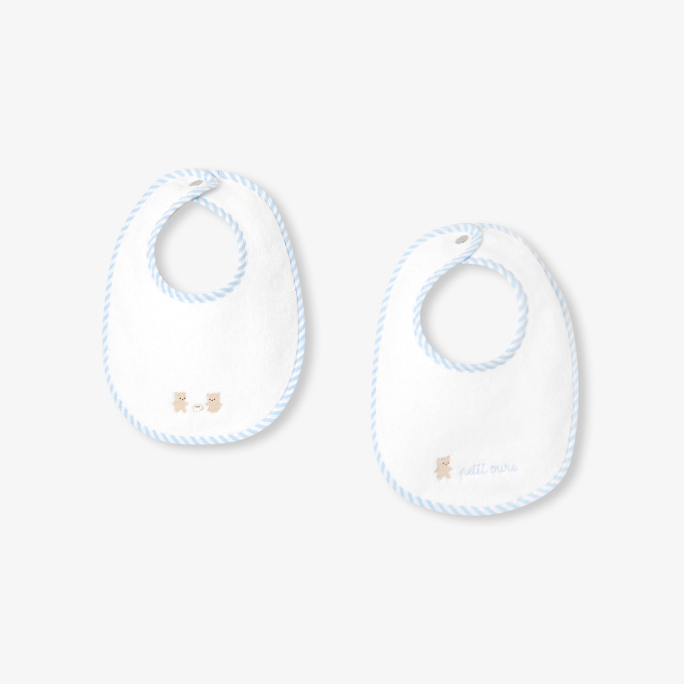 Baby boy set of 2 terry bibs - blanc/bleu