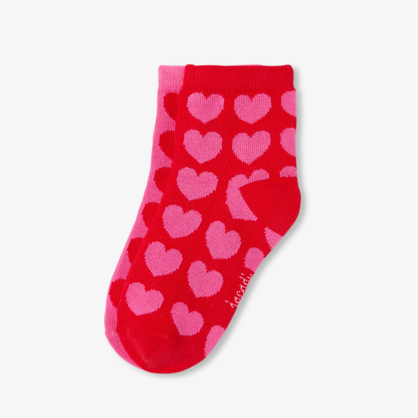 Girl intarsia heart socks duo - rouge/multico