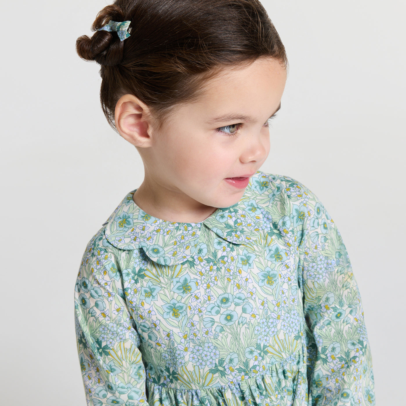 Baby girl dress in Liberty fabric - blanc/multico